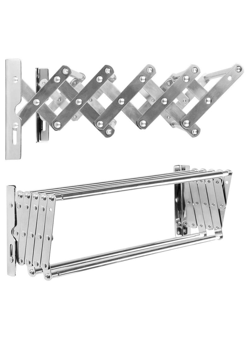 DubaiGallery مجفف ملابس حائطي مقاوم للصدأ من الفولاذ المقاوم للصدأ، مجفف ملابس قابل للتمديد، مجفف موفر للمساحة، 6 قضبان تجفيف، مجفف ملابس لزاوية الغسيل على الحائط مع التركيب على الحائط - Image 2