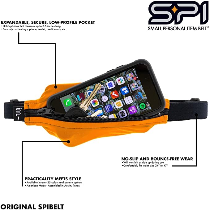 SPIbelt Running Belt for Women Men, Phone Holder for Running, Running Fanny Pack, Holder for Phone, Running Waist Pack, Adjustable Waist, [Fits All Phones]. No Logo Band, Black with Black Zipper - Image 3