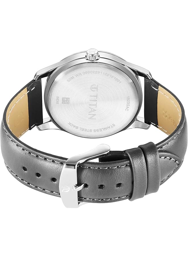 تيتان ساعة كوارتز تناظرية مع تاريخ ومينا أنثراسيت للرجال 1823Sl06 - Image 4