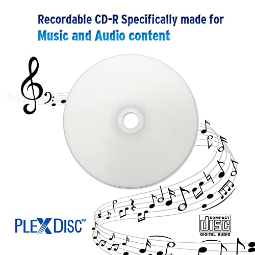 PlexDisc 52x Digital Audio Music CD-R Disc 700MB White Inkjet Printable - 100 PK Spindle (FFP) - Image 5