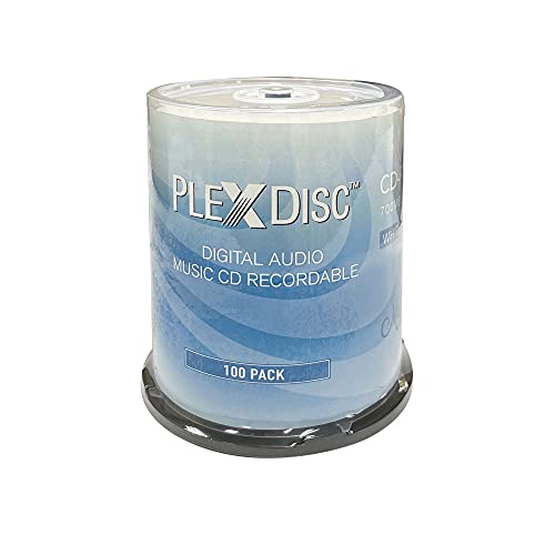 PlexDisc 52x Digital Audio Music CD-R Disc 700MB White Inkjet Printable - 100 PK Spindle (FFP) - Image 1