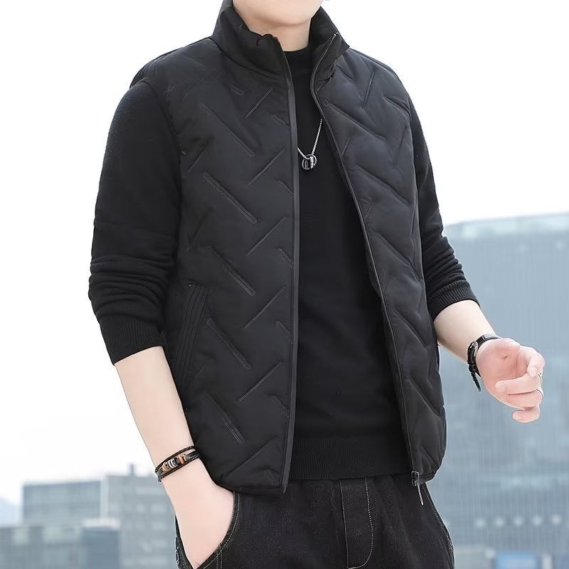 Men'S Vertical Collar Solid Color Vest Casual All-Match Simple Ware Vest Warm Windproof Shoulder-Free Jacket For Men - Image 5
