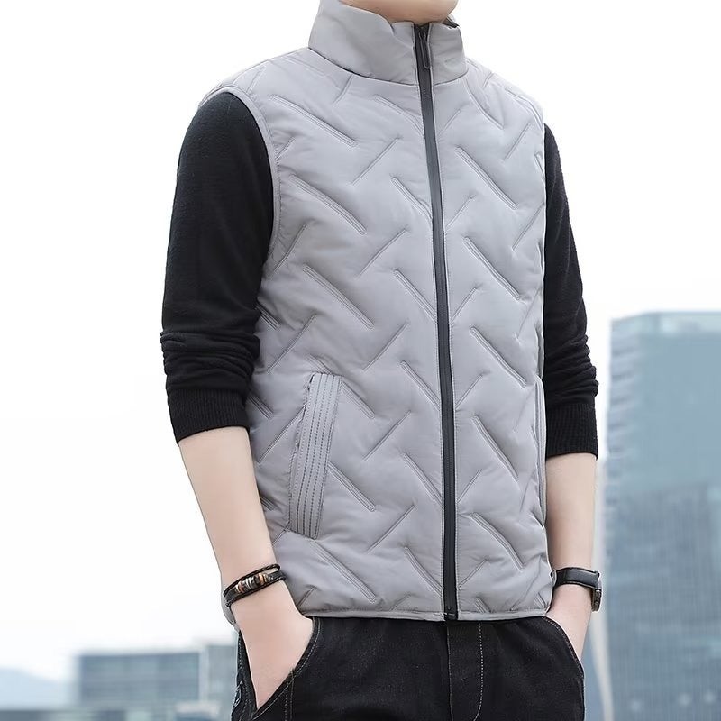 Men'S Vertical Collar Solid Color Vest Casual All-Match Simple Ware Vest Warm Windproof Shoulder-Free Jacket For Men - Image 1