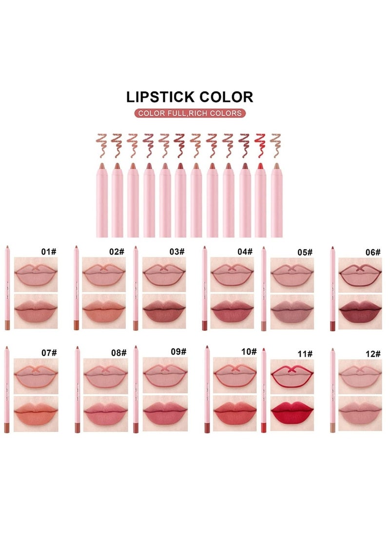 Dragon Ranee 12 Pcs Lip Liner Lipstick Set 12 Colors Lip Liner Pencil Matte Waterproof Long Lasting Lipstick Lip Contour Makeup Lip Pencil Set Full Color One Stroke Define Lip Liner  - Image 5