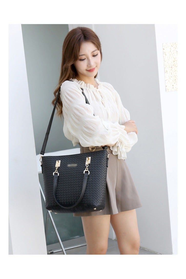 DUNISO 6pcs Shoulder Bag Set for Women Large Capacity Diamond pattern Ladies Tote Handbag Set for Women Commute One Shoulder Crossbody Bag with WalletBlack - Image 4