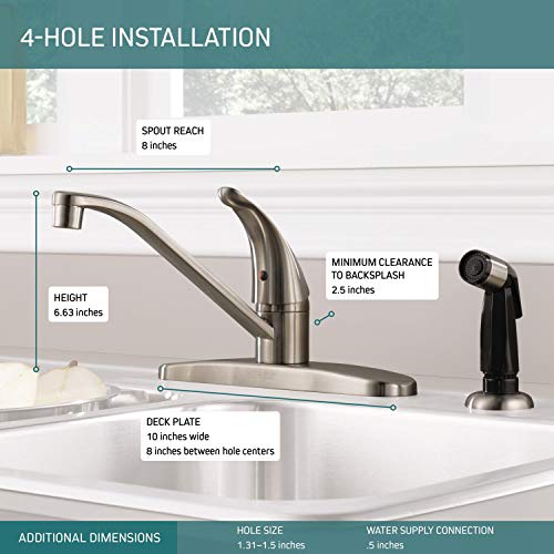 Peerless Single-Handle Kitchen Sink Faucet with Side Sprayer, Stainless P115LF-SS - Image 3