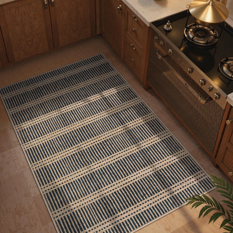 LIVEBOX Easy Jute Indoor Outdoor Rug 3x5 Front Porch, Black Striped Washable Outdoor Rugs for Entryway Living Room, Non Slip Rug Geometric Carpet Door Mat for Entry Front Door, Patio, Kitchen, Bedroom - Image 2