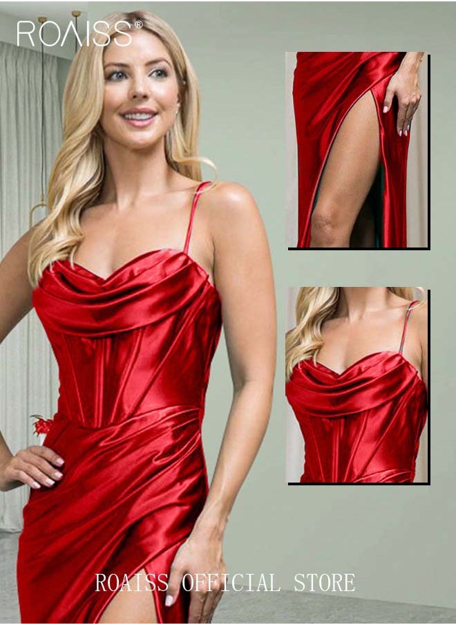 roaiss Banquet Party Dress for Women Evening Dresses Side Slit Backless Long-Length Prom Ball Gown Elegant High Waist Slim Dress  - Image 5