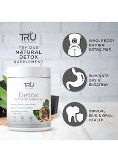 TRU Supplements TRU Detox, Activated Charcoal, Vegan Friendly, Whole Body Natural Detox, Eliminates Bloating, Improve Skin Health, 60 Servings  - Image 4