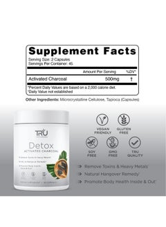 TRU Supplements TRU Detox, Activated Charcoal, Vegan Friendly, Whole Body Natural Detox, Eliminates Bloating, Improve Skin Health, 60 Servings  - Image 2
