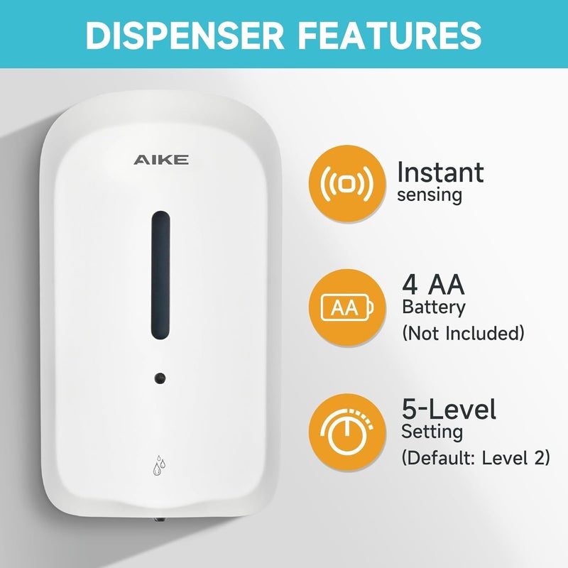 AIKE AK1226S Automatic Soap Dispenser Wall-Mounted, Tamper-proof Design for Public Areas, 1000 ml - Image 5