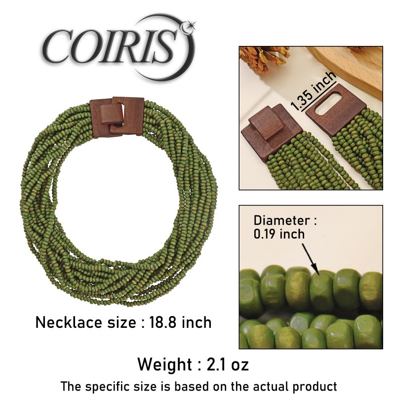 Coiris Beaded Strand Necklace for Women Boho Chunky Beaded Strand Necklace Bohemian Summer Beach Necklace Jewelry for Women(N0059-Black) - Image 4