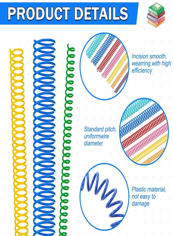 SIMPLIPLEX 120 Pack Plastic Spiral Binding Coils Binder Binding Spirals Rings 8 Size Spiral Binding Wire Combs Spines Coils, 4:1 Pitch, 1/4 5/16 3/8 1/2 9/16 5/8 3/4 7/8 Inch (Multicolor) - Image 5