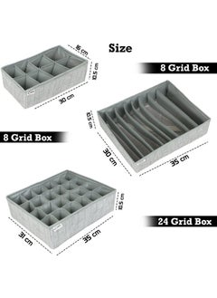 HOKIPO Undergarment Organizer Storage Box for Drawers Bra Panty Socks Tie Lingerie Organizer for Wardrobe (IN-332 + IN-334 + IN-335 Gry) ,Clothing, Fabric, Grey - pzsku/Z133B489266959589F80CZ/45/_/1737721038/30316578-cc2e-442a-ae19-35361d1e2e61