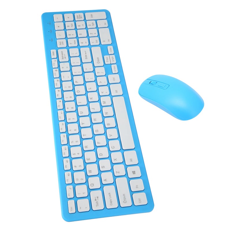 96 Key Wireless Keyboard Mouse Combo 10 Meters Transmission Fade Resistant Keyboard Mouse Combo with Nonslip Mat Blue - Image 3