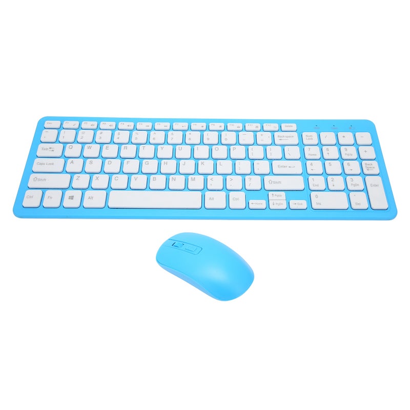 96 Key Wireless Keyboard Mouse Combo 10 Meters Transmission Fade Resistant Keyboard Mouse Combo with Nonslip Mat Blue - Image 2