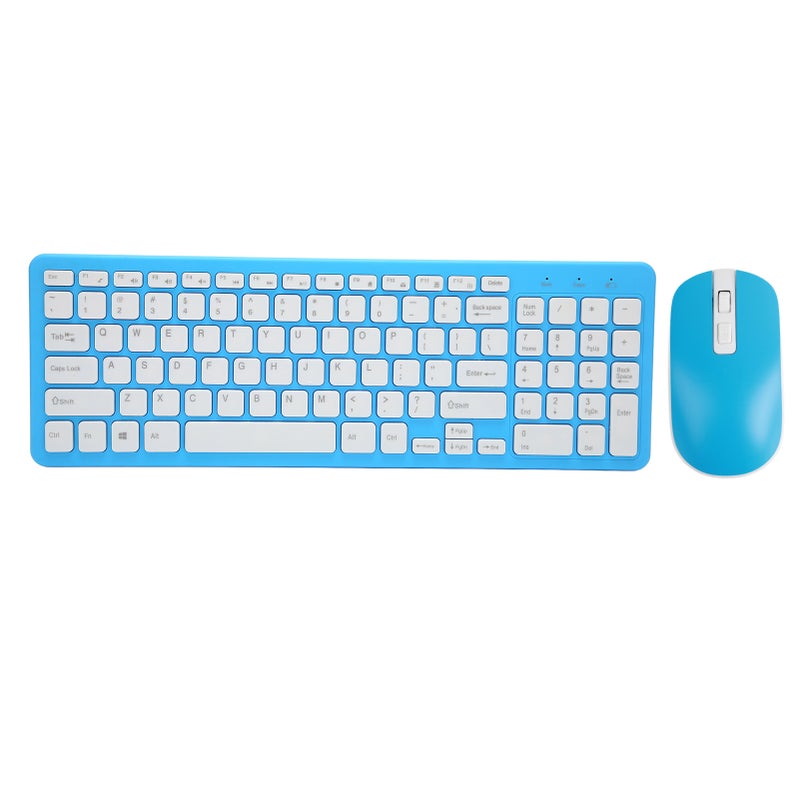 96 Key Wireless Keyboard Mouse Combo 10 Meters Transmission Fade Resistant Keyboard Mouse Combo with Nonslip Mat Blue - Image 1