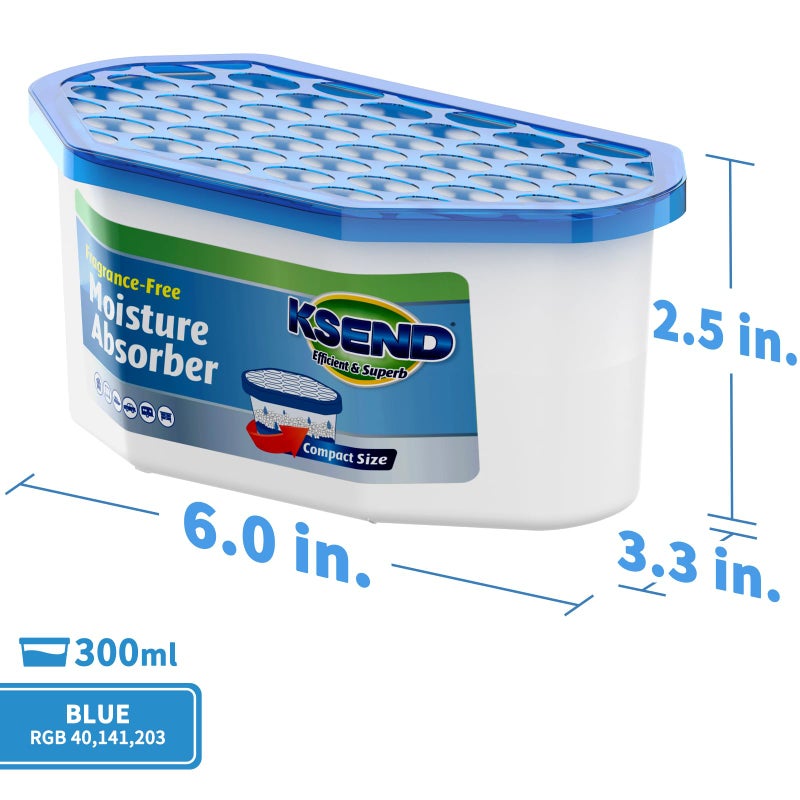 Ksend Moisture Absorbers, 12 Pack, Compact Dehumidifier for Closet, Efficient Humidity Absorber Boxes, Moisture Absorber for Closet, Odor Eliminator with Fragrance Free, Blue, 6.4oz, 300ml - Image 2
