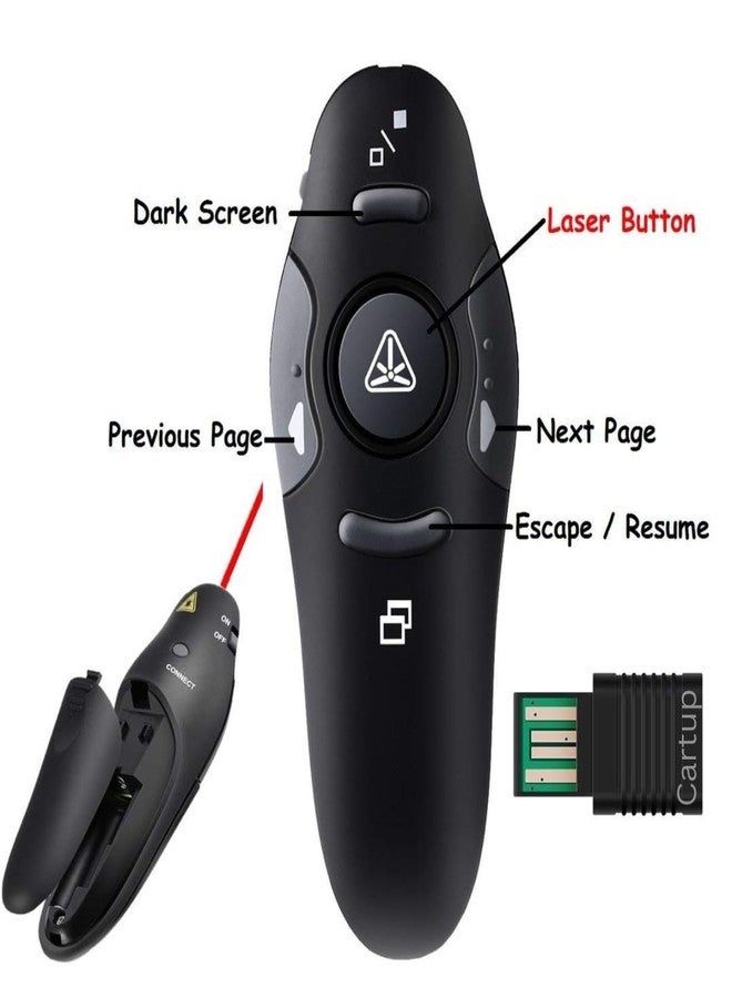 Cartup USB Wireless Presenter with Red Laser Pointer - Compact Presentation Remote for PowerPoint, Google Slides, Keynote - Plug-and-Play for Laptop, PC, Mac - Ideal for Teachers, Professionals - Image 2