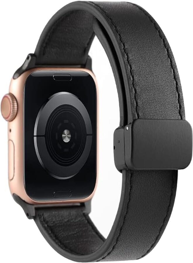 Next Next store Leather Band Compatible with Apple Watch Ultra 49mm 45mm 44mm 42mm, Genuine Leather Magnetic Clasp Strap for iWatch Ultra SE 2 Series 8 7 6 5 4 3 2 1 for Men Women