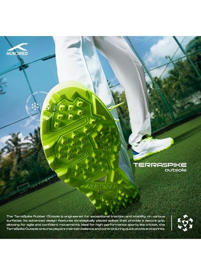 هندرد حذاء كريكت هاندرد هايپردرايف - أبيض / لايم / أزرق - Image 3