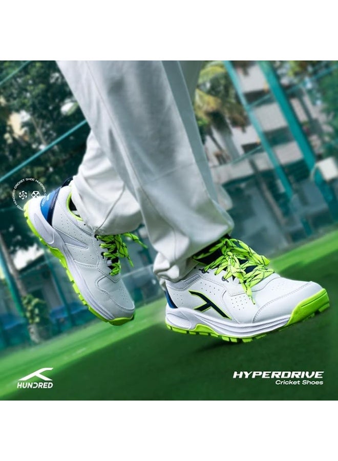 هندرد حذاء كريكت هاندرد هايپردرايف - أبيض / لايم / أزرق - Image 2