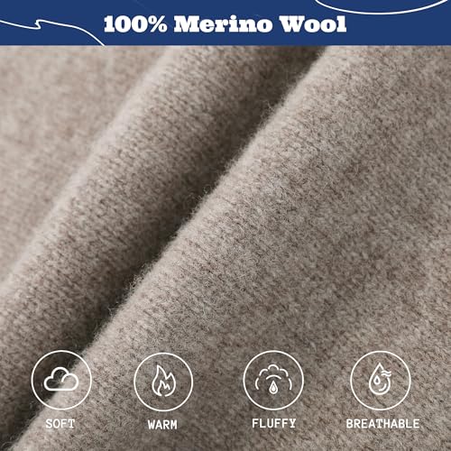 ACUSHLA 100% Merino Wool Balaclava for Women & Men Winter Warm Knit Hooded Scarf Hoodie Hat and Scarf Set in One, Coffee - Image 5