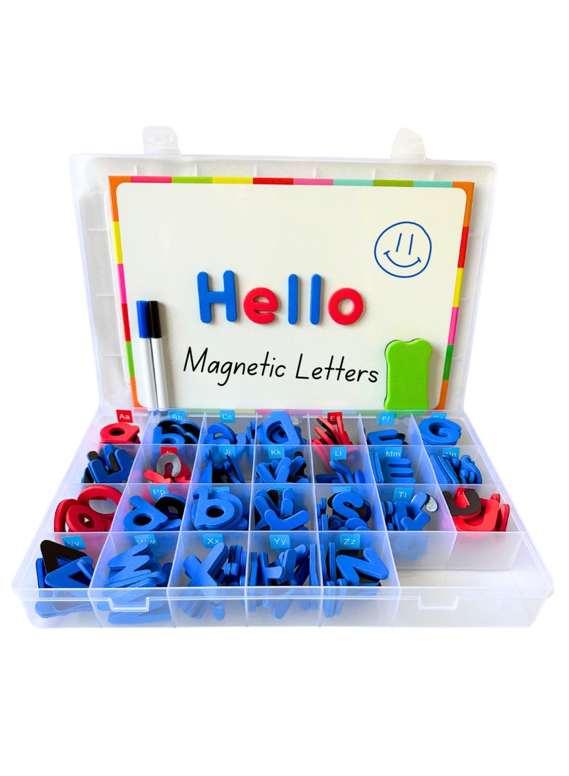 English Magnetic Letters with Magnetic Board & Storage Box- 2-in-1 Educational Toy Set for Preschoolers (Includes 2 Markers, 1 Eraser) - English Alphabet Learning Set - Image 2