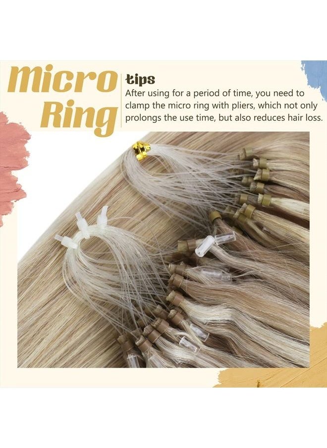 Sunny Hair Sunny Micro Ring Hair Extensions Blonde Highlighted Straight Hair Extensions Micro Ring Ash Blonde Highlights Bleach Blonde Micro Bead Human Hair Extensions Blonde Highlighted 22Inch 50G  - Image 4