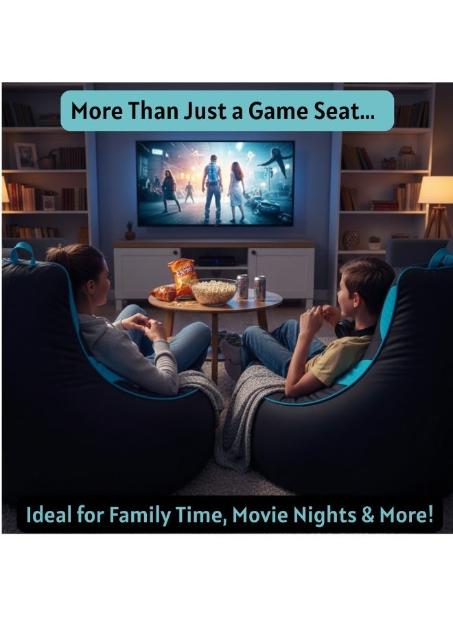 Premium Filled Gaming Bean Bag Chair – High-Back Quilted Seat, Side Pockets, Headphone Hanger & Water-Repellent Fabric – Ergonomic Support for Gaming, Lounge & Movie Nights - Image 3