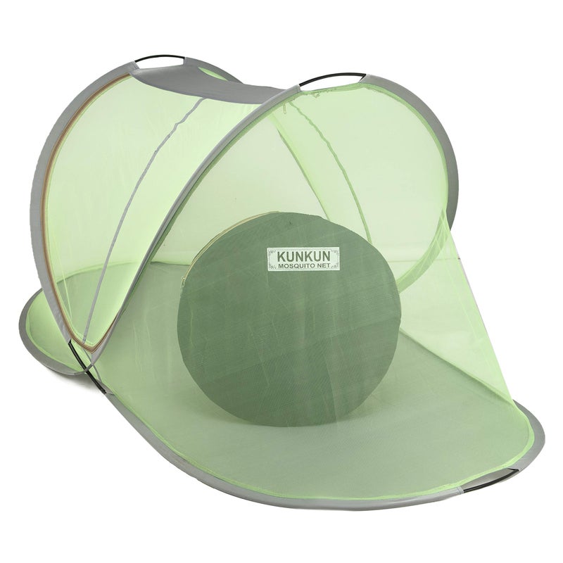 KUNKUN® Foldable Polyester Maharani net Standard Quality of Single Bed Mosquito Net (L-215× B-102× H-90) Green - Image 1