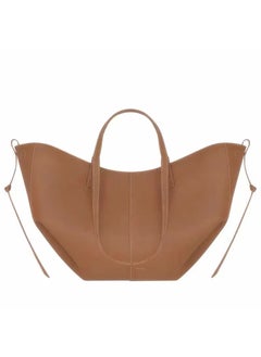 French Polen Tote Bag Soft Genuine Leather Underarm Shopping Bag Fashionable Handheld Single Shoulder Commute Large Capacity Bag Camel camel trumpet