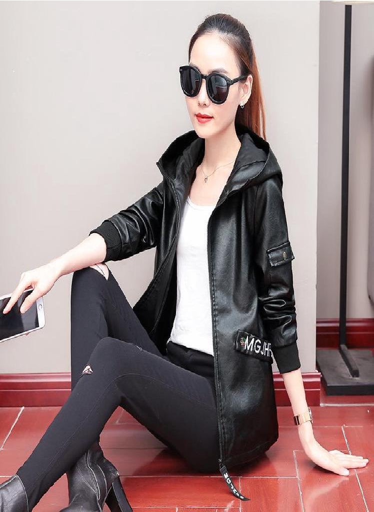 Eckek - Short Leather Jacket Women Pu Leather Jacket - Image 1
