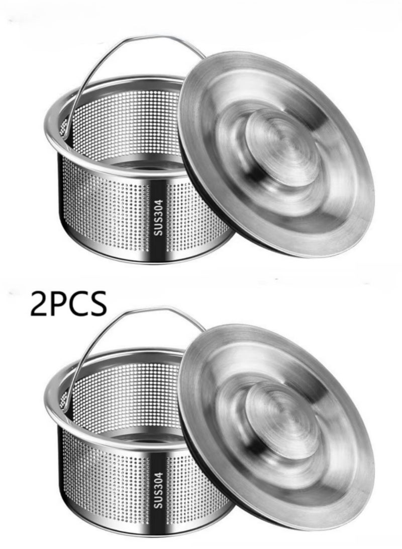 Generic Set of 4 304 Stainless Steel Kitchen Sink Strainer Anti Clogging Drain Strainer Strainer (2 Sink Strainers and 2 Matching Pair Lids)  - Image 1