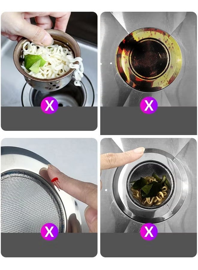 Generic Set of 4 304 Stainless Steel Kitchen Sink Strainer Anti Clogging Drain Strainer Strainer (2 Sink Strainers and 2 Matching Pair Lids)  - Image 4