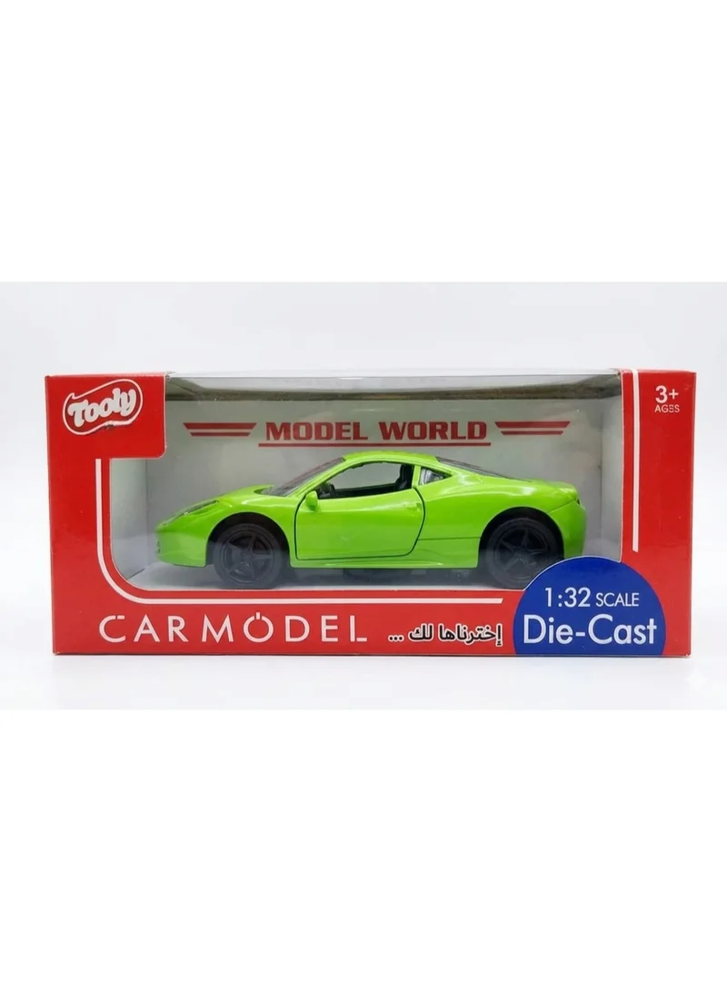 تولي سيارة كوبيه عالية الأداء معدنية مصبوبة بالقوالب (Die-cast) تعمل بنظام السحب للخلف، مزودة بالموسيقى والأضواء وأبواب يدوية الفتح، باللون الأخضر، بحجم عبوة 15.8 × 6 × 6.8 سم.