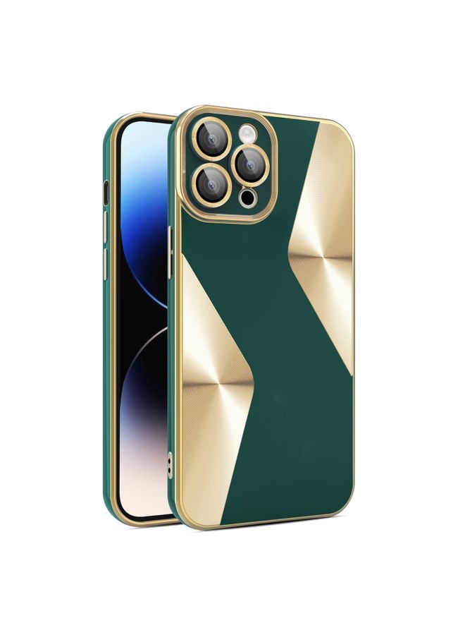 Case Cover For iPhone 11 Pro Max S-shaped CD Pattern Electroplated TPU Phone Case with Lens Film Green