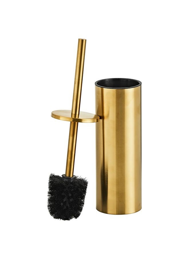 KUUBTH Brushed Gold Toilet Brush and Holder Set - Stainless Steel Toilet Bowl Scrubber with Replaceable Head & Splash Guard - Image 1