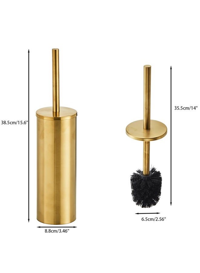 KUUBTH Brushed Gold Toilet Brush and Holder Set - Stainless Steel Toilet Bowl Scrubber with Replaceable Head & Splash Guard - Image 4
