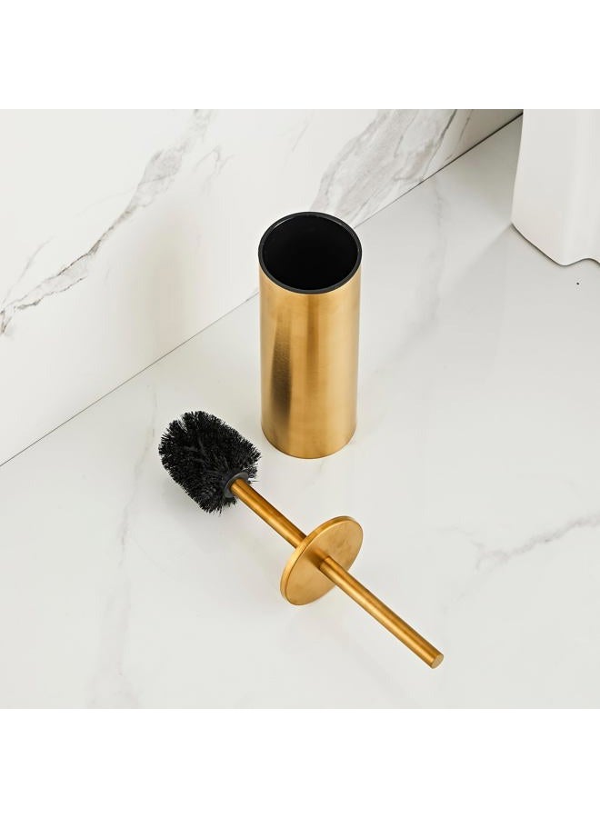 KUUBTH Brushed Gold Toilet Brush and Holder Set - Stainless Steel Toilet Bowl Scrubber with Replaceable Head & Splash Guard - Image 5