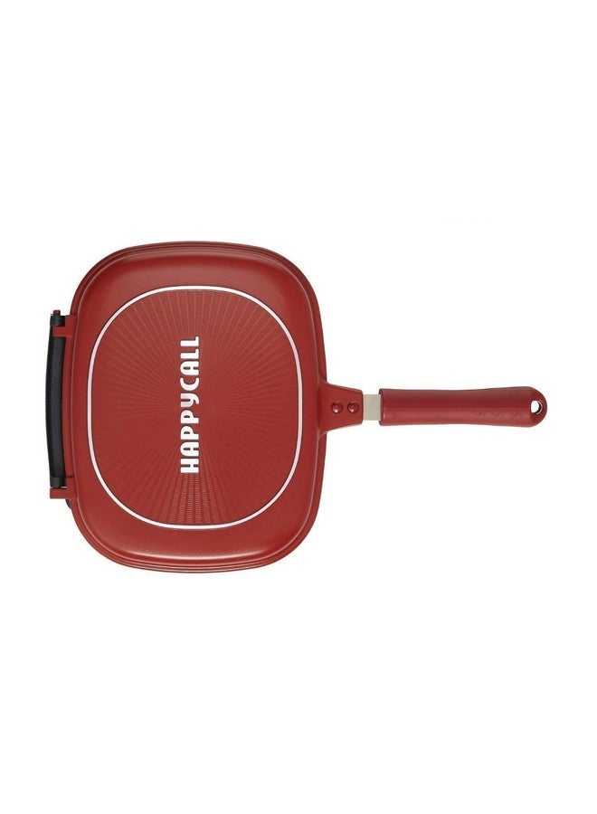 NETXE Happy Call Double Sided Multi Purpose Nonstick Grill Pan with Strong Magnetic Handles,Fry Pan, Multicolour,1 Piece - Image 1