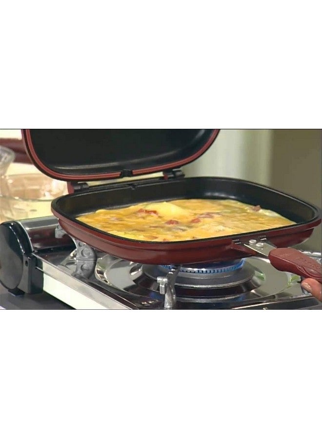 NETXE Happy Call Double Sided Multi Purpose Nonstick Grill Pan with Strong Magnetic Handles,Fry Pan, Multicolour,1 Piece - Image 5