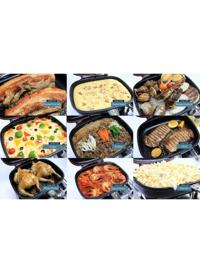 NETXE Happy Call Double Sided Multi Purpose Nonstick Grill Pan with Strong Magnetic Handles,Fry Pan, Multicolour,1 Piece - Image 3