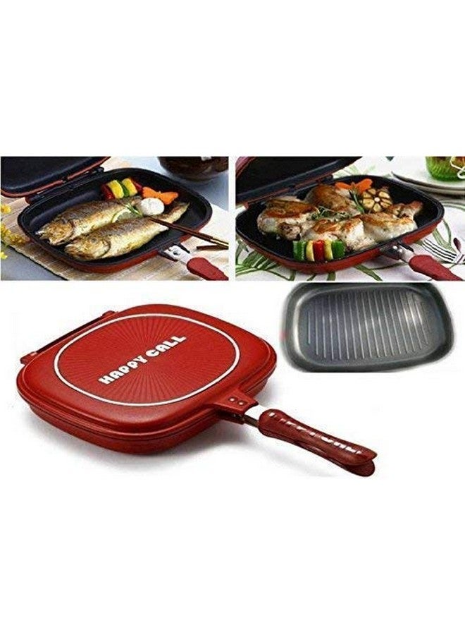 NETXE Happy Call Double Sided Multi Purpose Nonstick Grill Pan with Strong Magnetic Handles,Fry Pan, Multicolour,1 Piece - Image 4