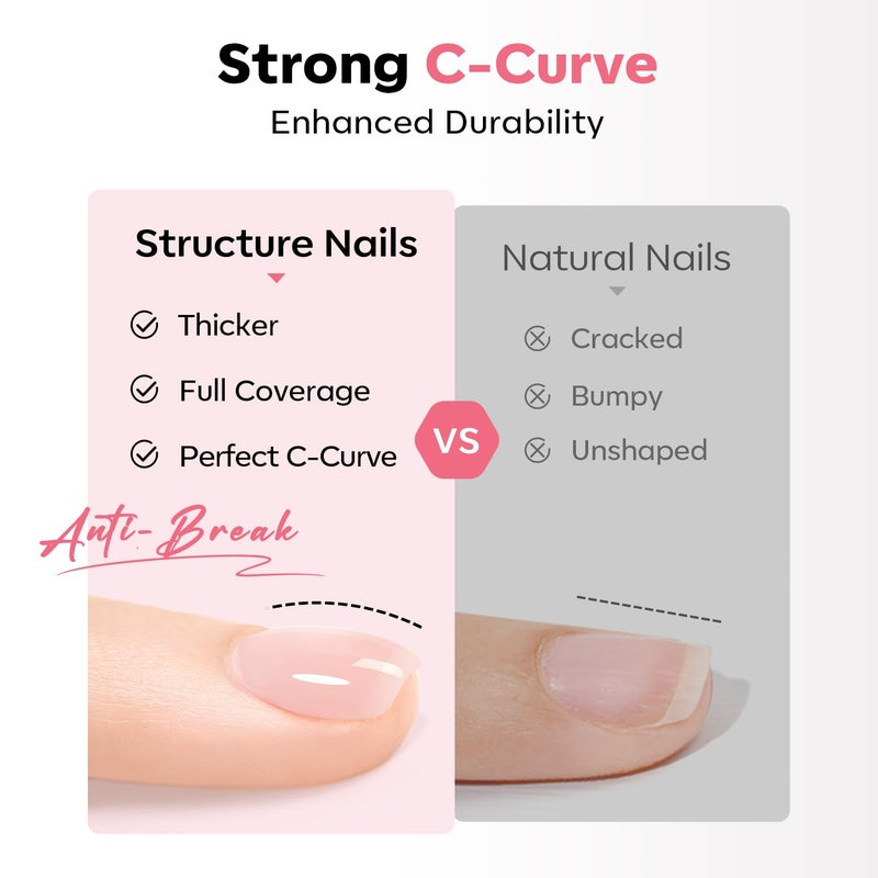 modelones Builder Nail Gel, Clear Builder Nail Polish 7-in-One with Detachable Liner Nail Brush LED Lamp Cured Strengthener Color Rubber Base Coat for Apex Building Extension Thickening 10ml - Image 2