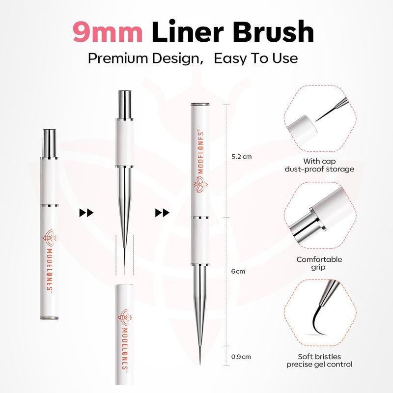 modelones Builder Nail Gel, Clear Builder Nail Polish 7-in-One with Detachable Liner Nail Brush LED Lamp Cured Strengthener Color Rubber Base Coat for Apex Building Extension Thickening 10ml - Image 5