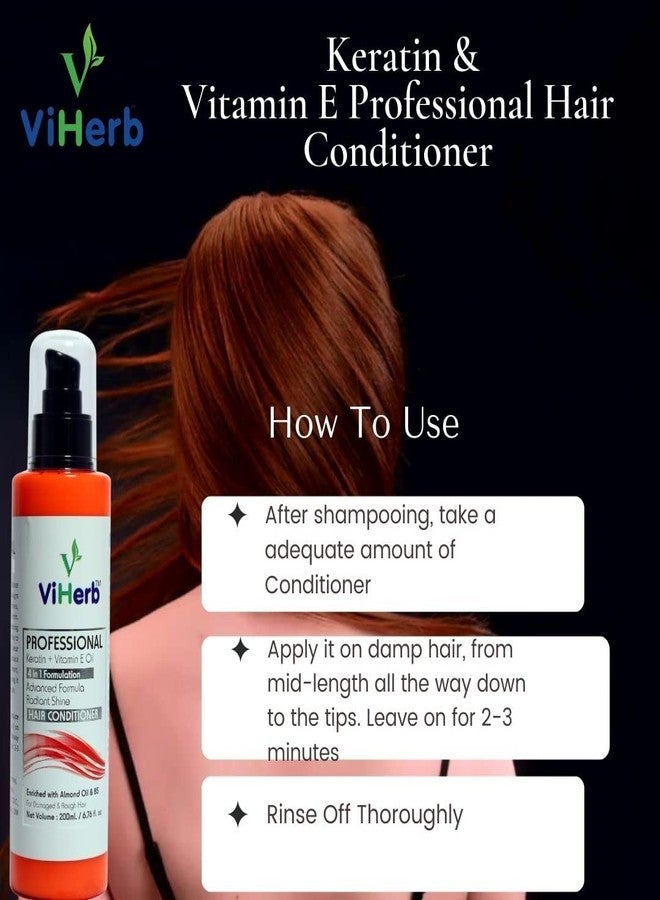VIHERB بلسم الشعر وسيروم الشعر الخالي من الزيوت من فيهيرب بروفيشنال بالكيراتين وزيت فيتامين هـ للشعر التالف والخشن (عبوة من قطعتين) - Image 5
