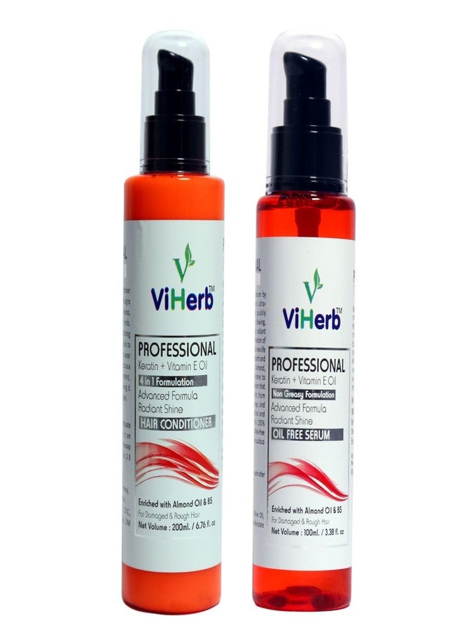 VIHERB بلسم الشعر وسيروم الشعر الخالي من الزيوت من فيهيرب بروفيشنال بالكيراتين وزيت فيتامين هـ للشعر التالف والخشن (عبوة من قطعتين) - Image 2