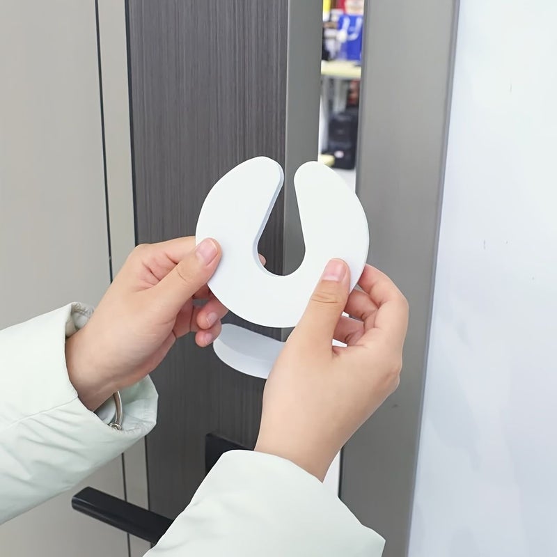6 Pcs Foam and Plastic Door Stoppers White Pet Safety U Shaped Home Protection - Image 1