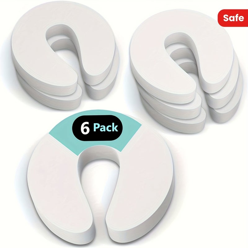 6 Pcs Foam and Plastic Door Stoppers White Pet Safety U Shaped Home Protection - Image 2